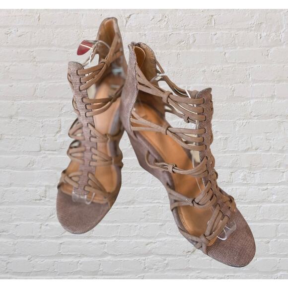 Mia Rich Brown Sexy Strappy Wedge Heels, Zipper, Women's size 10, NWOT - Picture 1 of 8